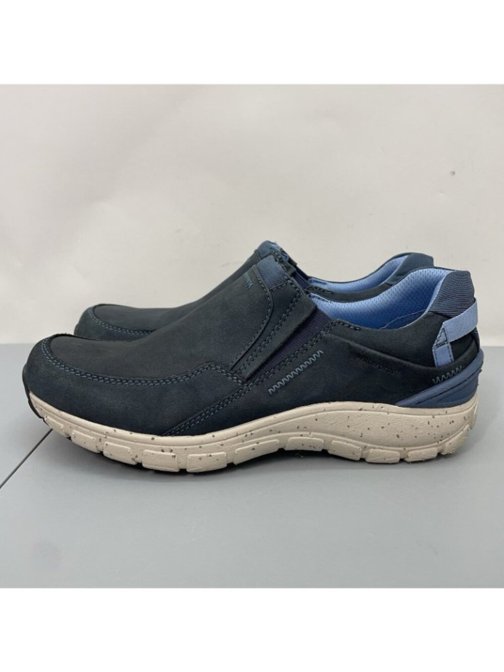 Clarks Wave Plateau Loafer Shoes Slip On Walking Waterproof Leather Blue Women 9 - Picture 5 of 13